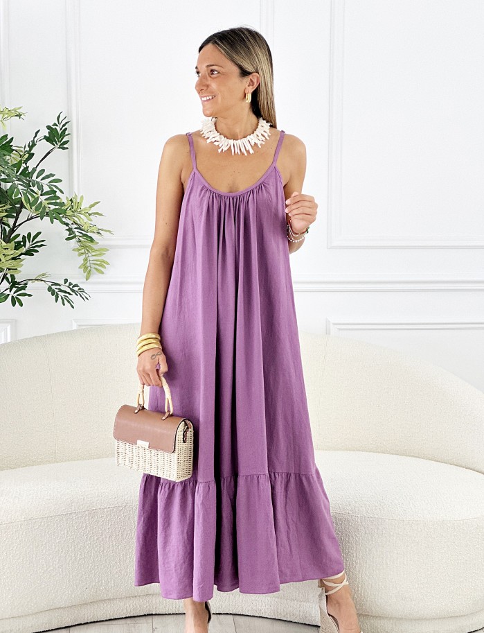 Vestido Lino Morado 2769